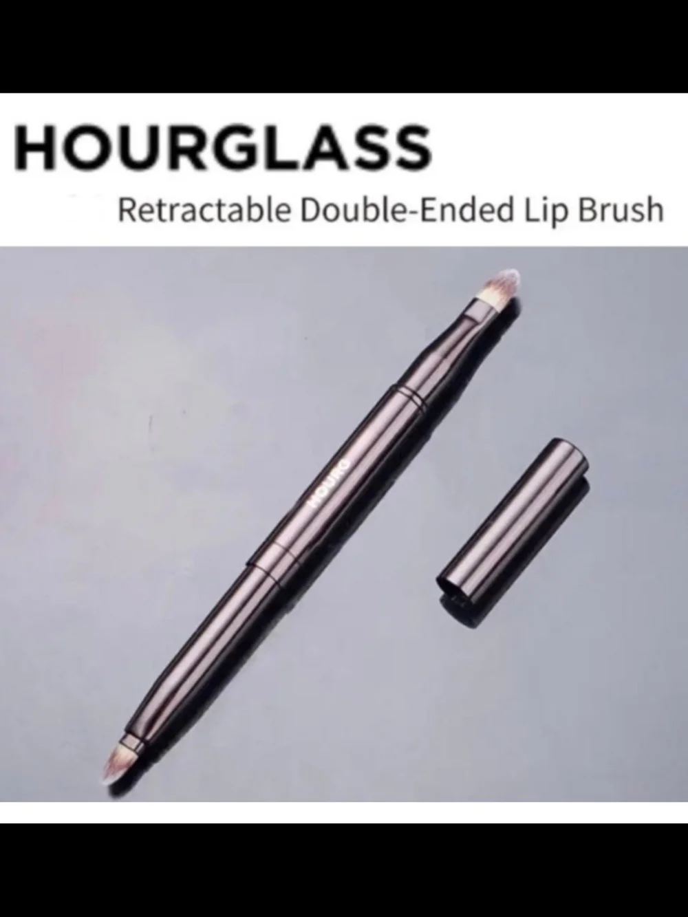 Hourglass Double-Ended Retractable Lip Brush — Metallic Gray